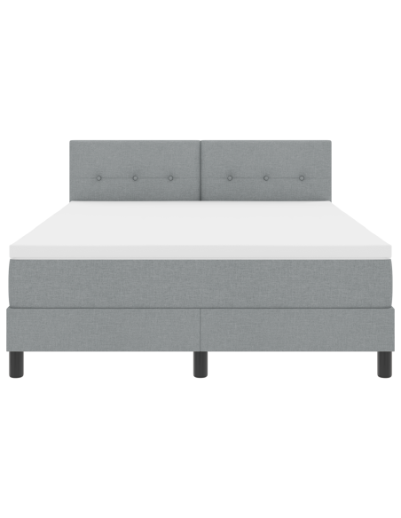 Letto Box Spring con Materasso e Luce LED Grigio 140x200 cm Tessuto
