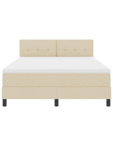 Letto a box spring con materasso e LED crema 140x200 cm in stoffa