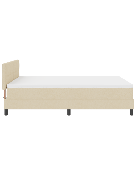 Letto a box spring con materasso e LED crema 140x200 cm in stoffa