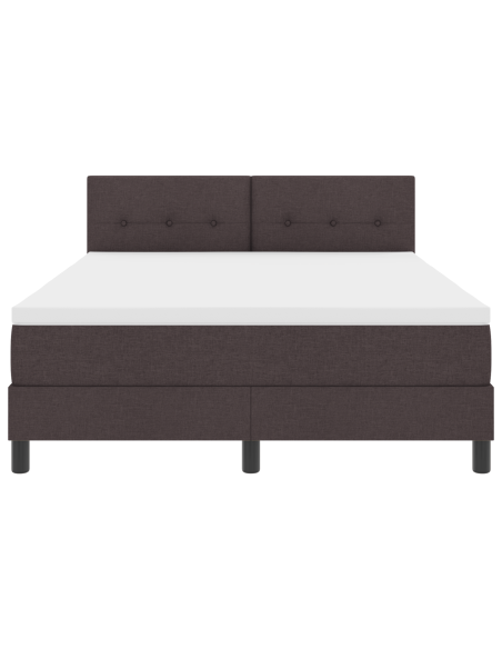Letto a Box Spring con Materasso e LED Marrone Scuro 160x200 cm in Tessuto