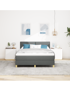 Letto a Sorgente LED con led Grigio scuro 160 x 200 cm Tessuto