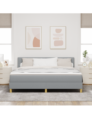 Letto a Sorgente LED con led Grigio chiaro 180 x 200 cm Tessuto