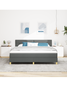 Letto a Sorgente LED con led Grigio scuro 180 x 200 cm Tessuto