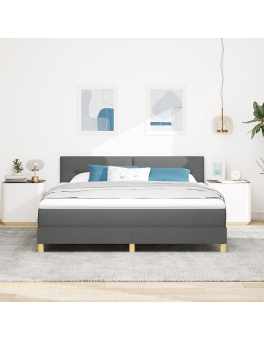 Letto a Sorgente LED con led Grigio scuro 180 x 200 cm Tessuto