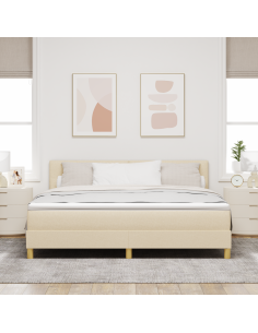 Letto a Sorgente LED con materasso Crema 180 x 200 cm Tessuto