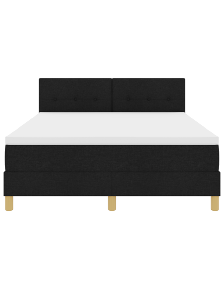 Letto a Sorgente LED con materasso Nero 160 x 200 cm Tessuto