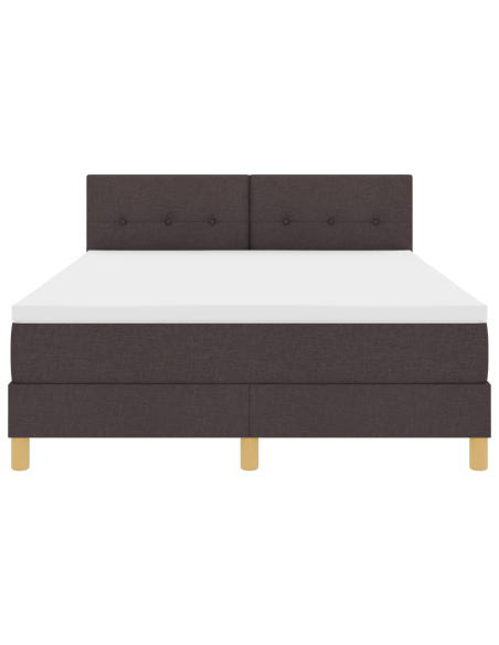 Box Spring Bed con Materasso & LED Marrone Scuro 160x200 cm Tessuto