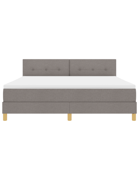 Letto Box Spring con Materasso e Luce LED Tortora 180x200 cm Tessuto