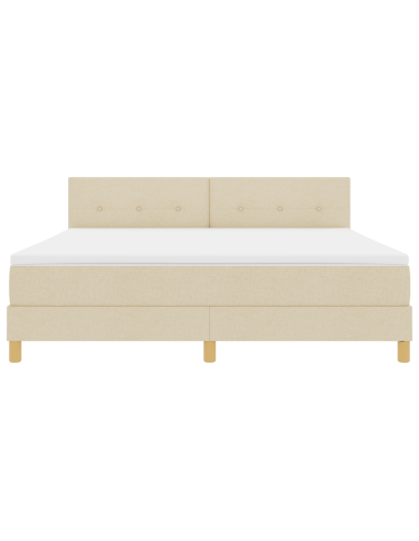 Letto a Sorgente LED con materasso Crema 180 x 200 cm Tessuto