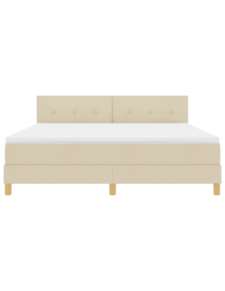 Letto a Sorgente LED con materasso Crema 180 x 200 cm Tessuto
