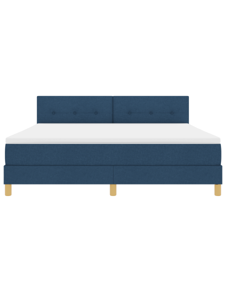 Letto con Box Spring, Materasso e Luce LED Blu 180x200 cm in Tessuto