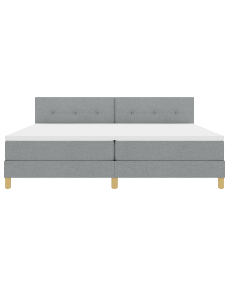 Letto Box Spring con Materasso & Luce LED Grigio Chiaro 200x200 cm Tessuto