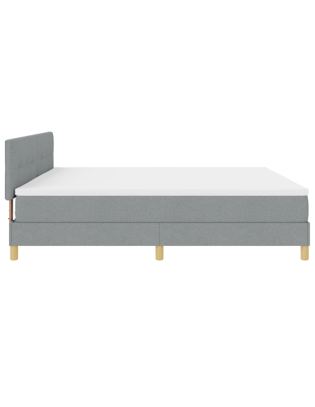 Letto Box Spring con Materasso & Luce LED Grigio Chiaro 200x200 cm Tessuto