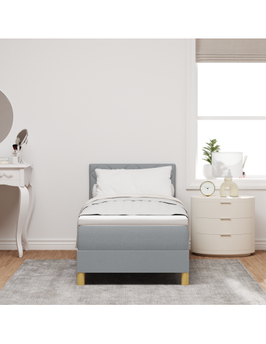 Letto a Sorgente LED con led Grigio chiaro 80 x 200 cm Tessuto