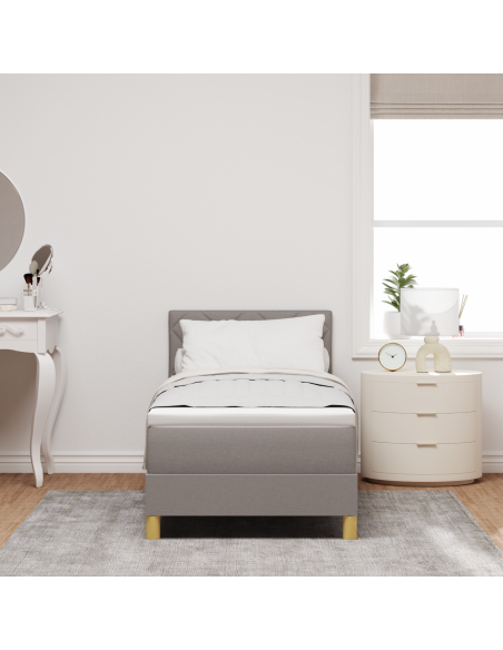 Letto a Molle con Materasso e LED Tortora 80x200 cm Tessuto
