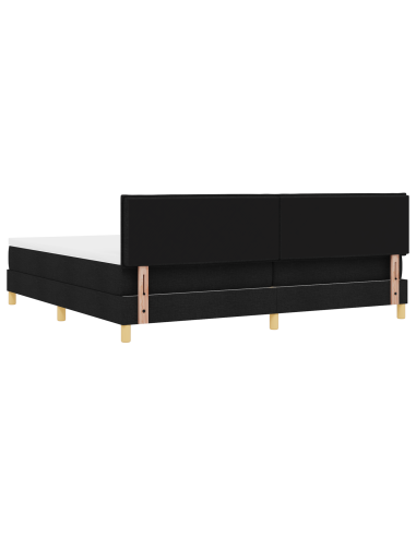 Letto a Sorgente LED con materasso Nero 200 x 200 cm Tessuto