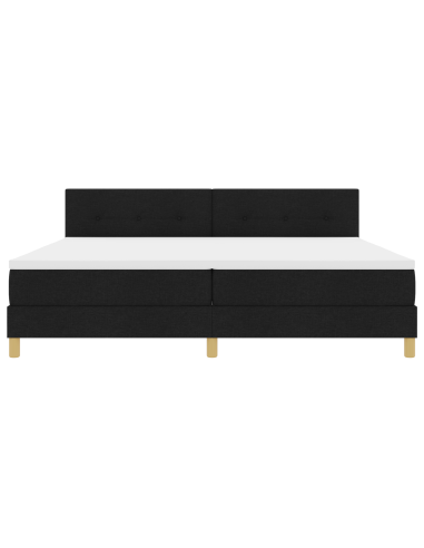 Letto a Sorgente LED con materasso Nero 200 x 200 cm Tessuto