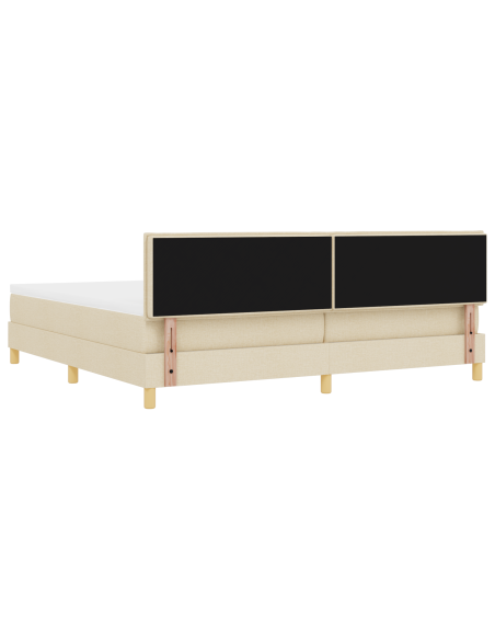 Letto con Box Spring e Materasso & LED Crema 200x200 cm in Tessuto