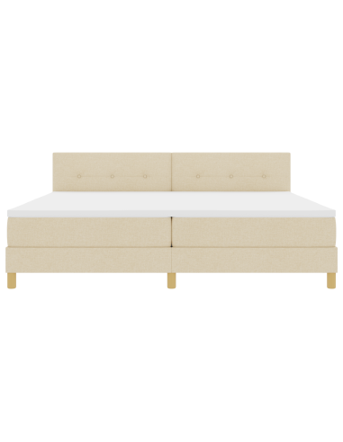 Letto a Sorgente LED con materasso Crema 200 x 200 cm Tessuto