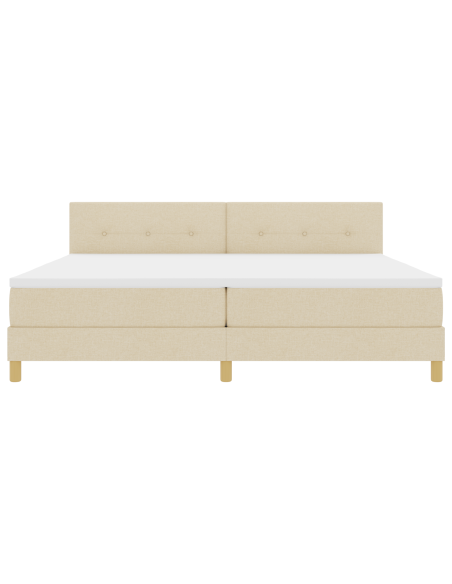 Letto con Box Spring e Materasso & LED Crema 200x200 cm in Tessuto