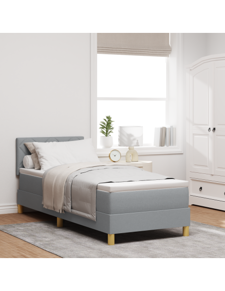 Letto Box Spring con Materasso & LED Grigio Chiaro 80x200 cm Tessuto