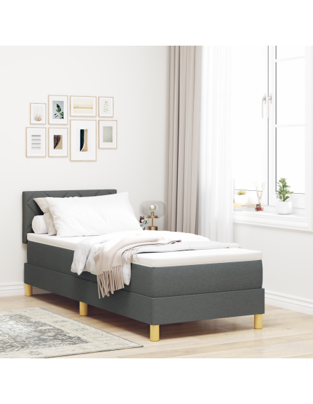 Letto con Box Spring con Materasso e LED Grigio Scuro 80x200 cm Tessuto