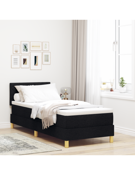 Letto Box Spring con Materasso e LED Nero 80x200 cm Tessuto