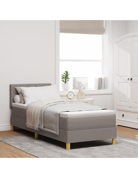 Letto a Molle con Materasso e LED Tortora 80x200 cm Tessuto