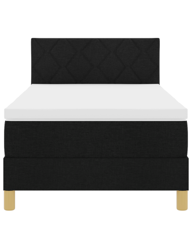 Letto a Sorgente LED con materasso Nero 90 x 190 cm Tessuto