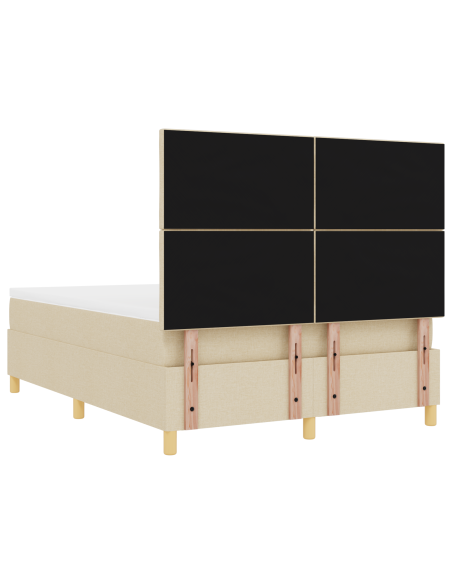 Letto con Box Spring con Materasso e LED Crema 140x200 cm Tessuto