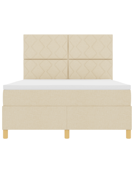 Letto con Box Spring con Materasso e LED Crema 140x200 cm Tessuto