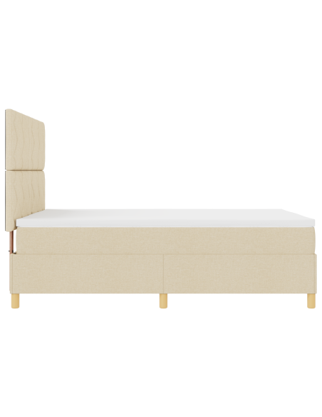 Letto con Box Spring con Materasso e LED Crema 140x200 cm Tessuto