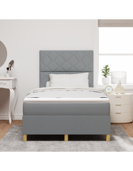 Letto con box spring con materasso & LED Grigio chiaro 120x190 cm Tessuto
