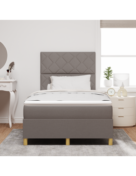 Letto Box Spring con Materasso & LED Tortora 120x190 cm Tessuto