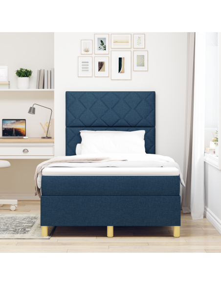 Letto a molle con materasso e LED blu 120x200 cm in tessuto