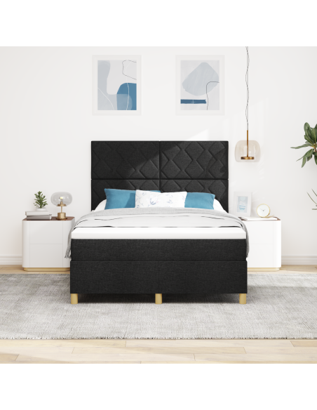 Letto a molle con materasso e LED Nero 140x200 cm Tessuto