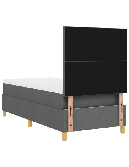 Letto a molle e materasso & LED grigio scuro 100x200 cm in tessuto