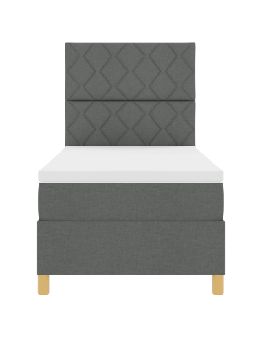 Letto a Sorgente LED Grigio scuro 100 x 200 cm Tessuto