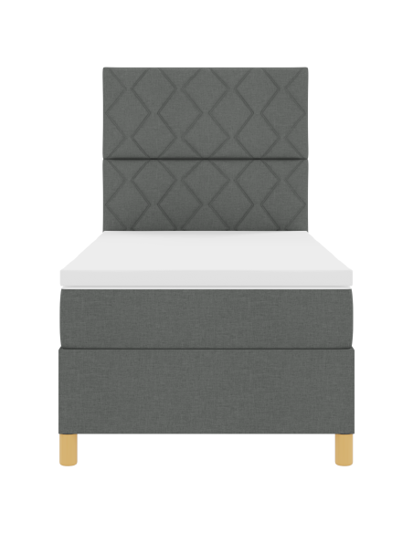 Letto a molle e materasso & LED grigio scuro 100x200 cm in tessuto