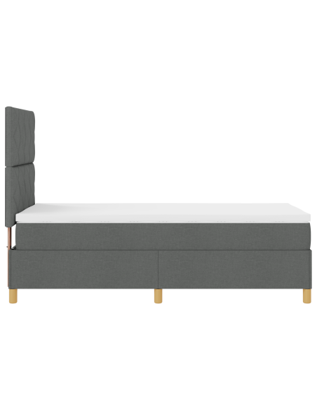 Letto a molle e materasso & LED grigio scuro 100x200 cm in tessuto