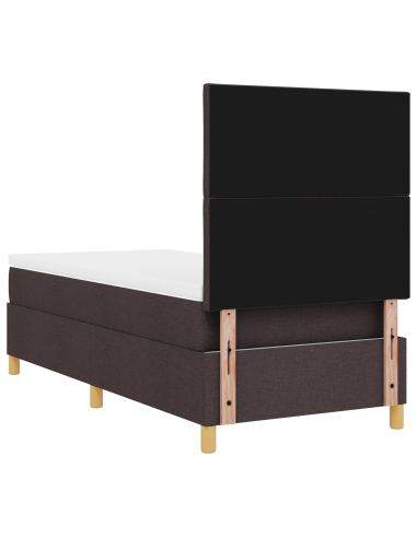 Letto a Sorgente LED Marrone Scuro 100 x 200 cm Tessuto