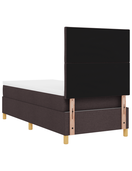 Letto con Box Spring con Materasso & LED Marrone Scuro 100x200 cm Tessuto