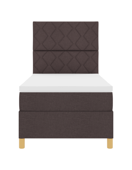 Letto con Box Spring con Materasso & LED Marrone Scuro 100x200 cm Tessuto