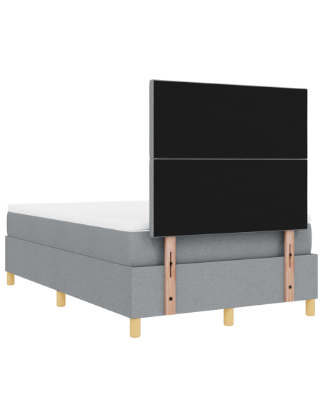 Letto con box spring con materasso & LED Grigio chiaro 120x190 cm Tessuto