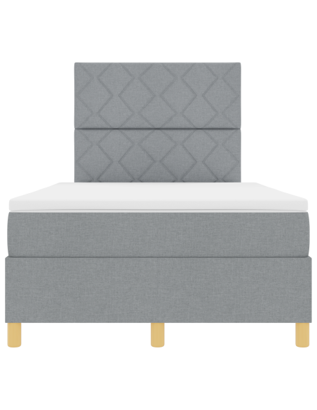 Letto con box spring con materasso & LED Grigio chiaro 120x190 cm Tessuto