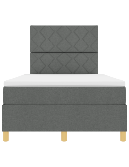 Letto a molle con materasso & LED grigio scuro 120x200 cm