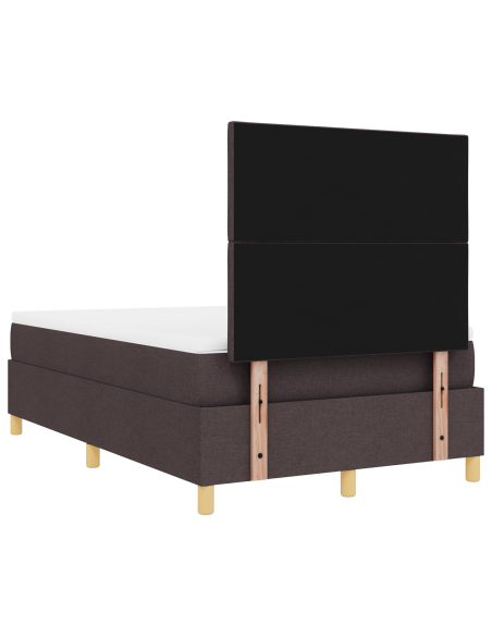 Letto a box spring con materasso & LED Marrone Scuro 120x200 cm Tessuto