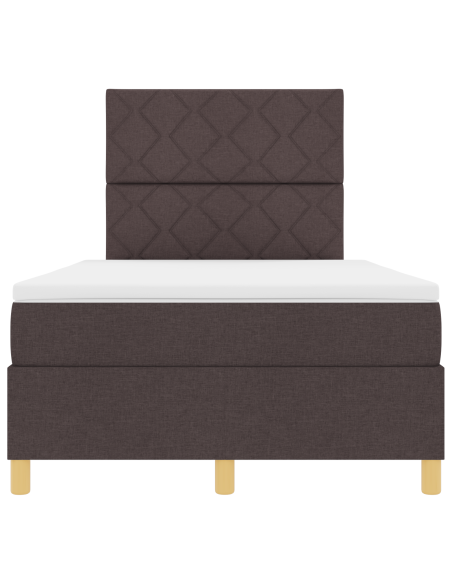 Letto a box spring con materasso & LED Marrone Scuro 120x200 cm Tessuto