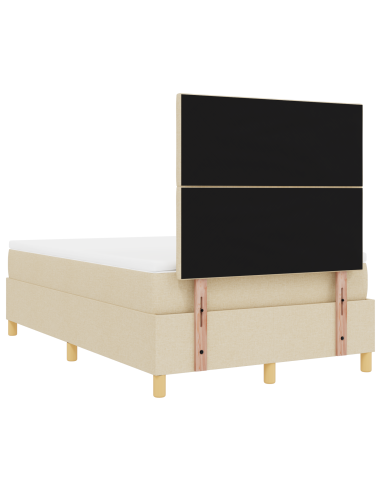 Letto a Sorgente LED con materasso Crema 120 x 200 cm Tessuto