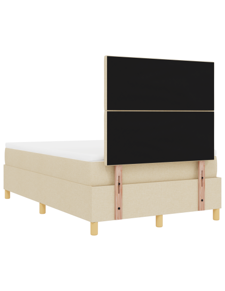 Letto Box Spring con Materasso & LED Panna 120x200 cm Tessuto